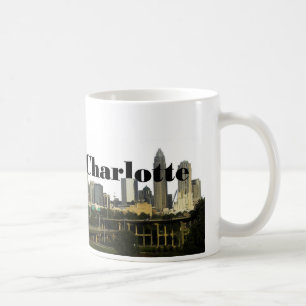 Caneca De Café Skyline de Charlotte NC com o Charlotte no céu