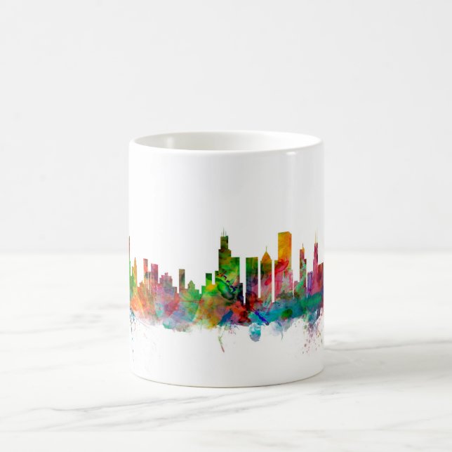 Caneca De Café Skyline de Chicago Illinois (Centro)