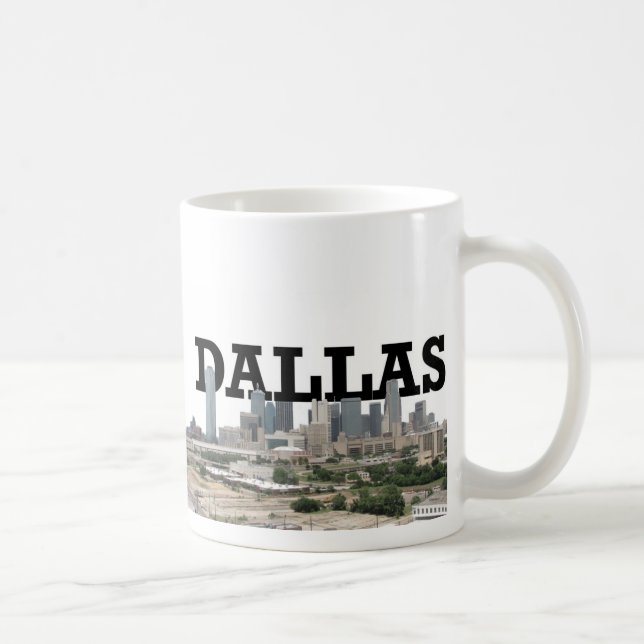 Caneca De Café Skyline de Dallas com a Dallas no céu (Direita)