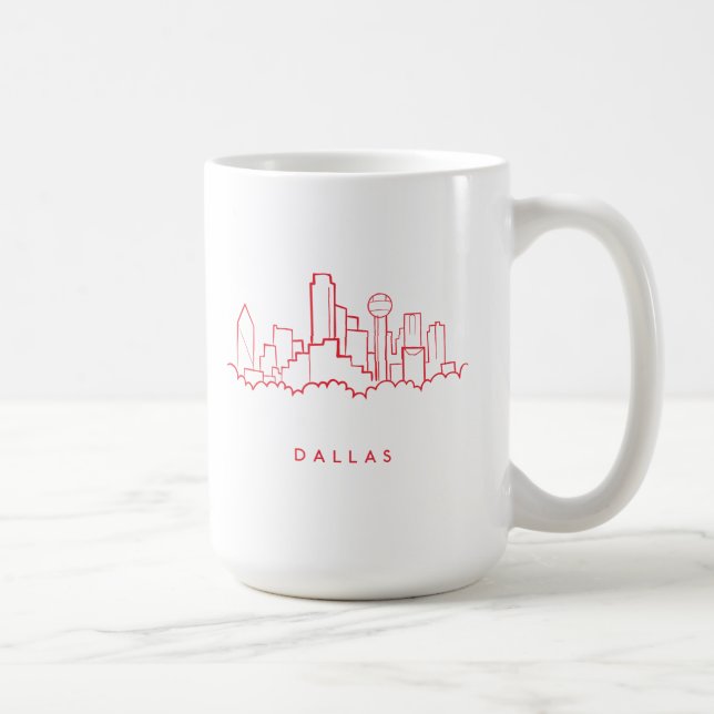 Caneca De Café Skyline de Dallas Texas (Direita)
