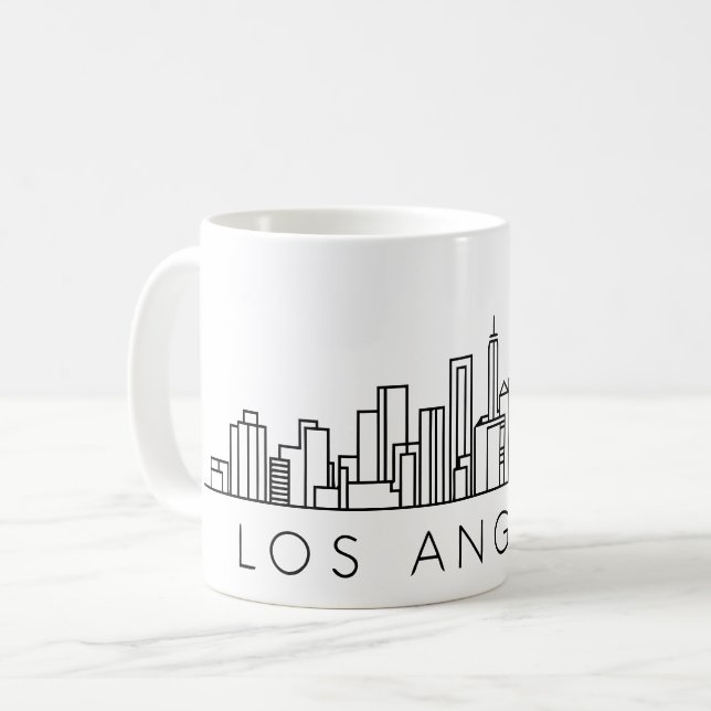 Caneca De Café Skyline de Los Angeles - Design de paisagem urbana (Frente Esquerda)