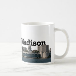 Caneca De Café Skyline de Madison Wisconsin com o Madison no céu