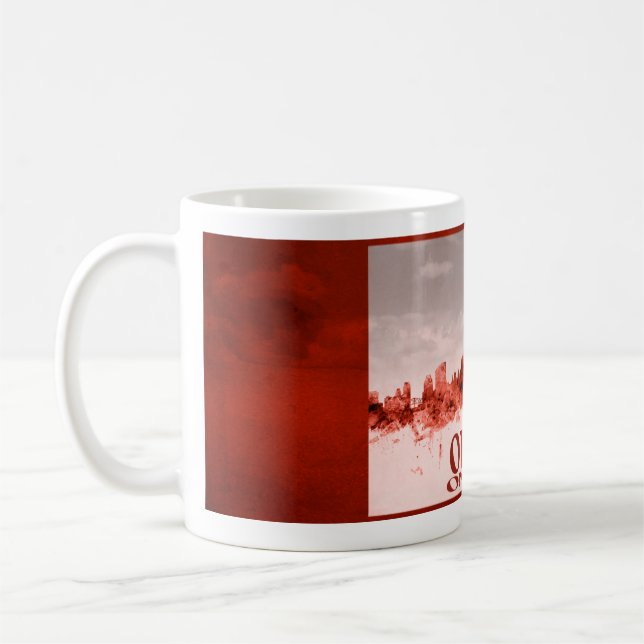 Caneca De Café Skyline de Ottawa com grunge vermelho (Esquerda)