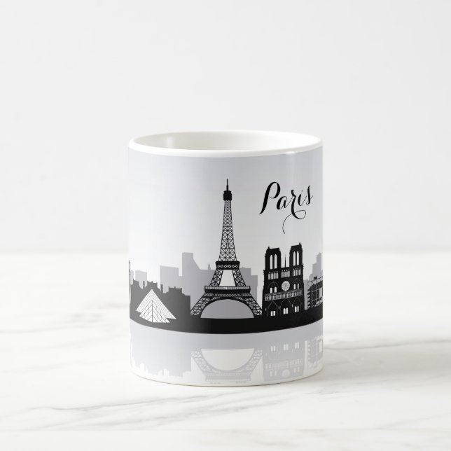 Caneca De Café Skyline de Paris Negra e Branca (Centro)
