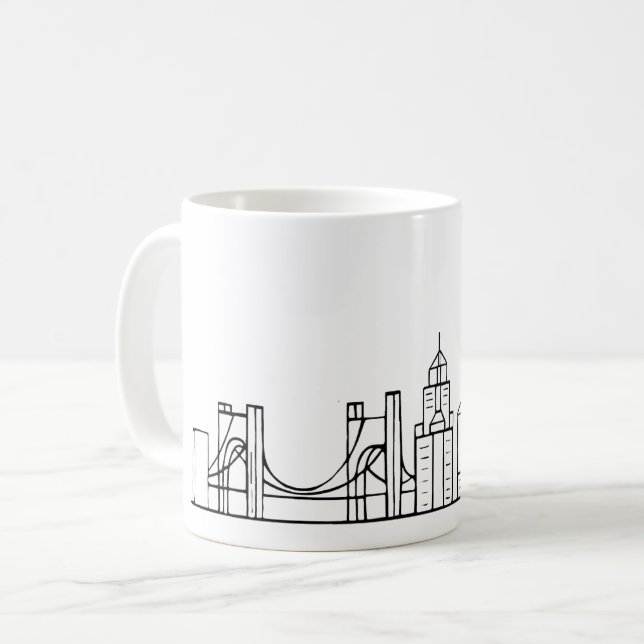 Caneca De Café Skyline de Pittsburgh (Frente Esquerda)