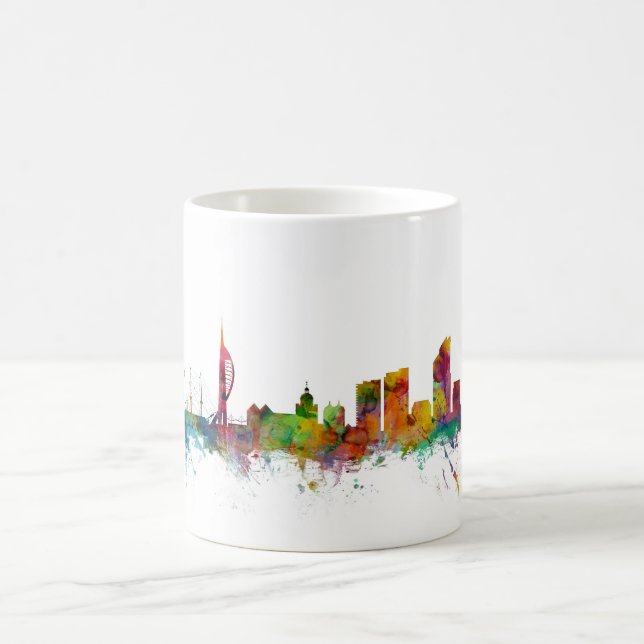 Caneca De Café Skyline de Portsmouth Inglaterra (Centro)