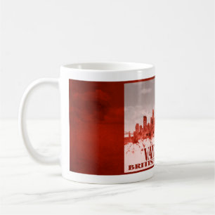 Caneca De Café Skyline de Vancôver com grunge vermelho