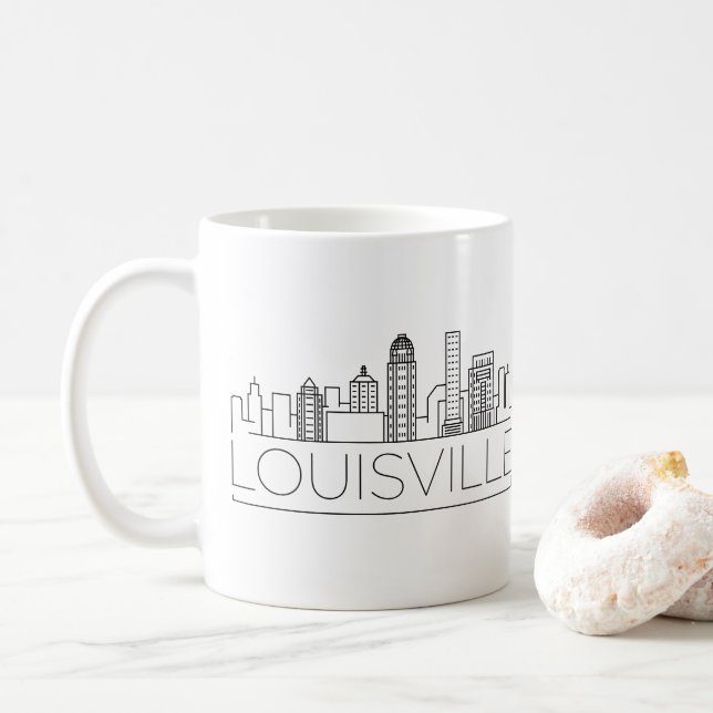Caneca De Café Skyline estilizado de Louisville (Com Donut)