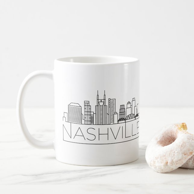 Caneca De Café Skyline estilizado de Nashville Tennessee (Com Donut)