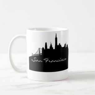 Caneca De Café Skyline preto e branco de San Francisco