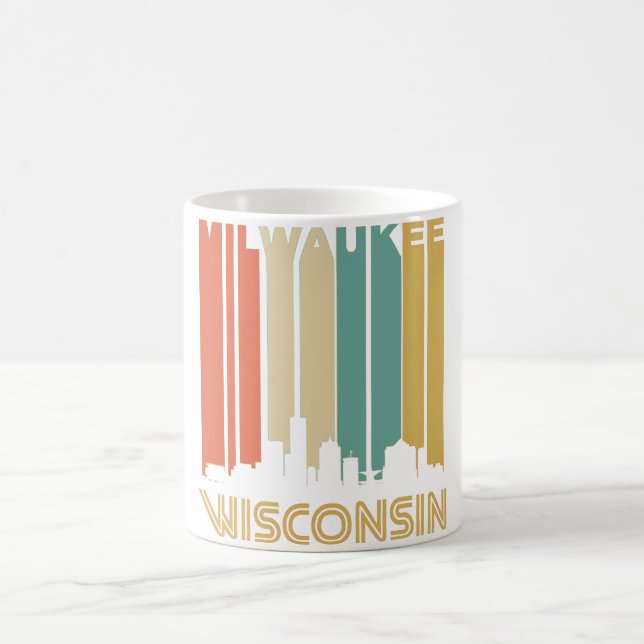 Caneca De Café Skyline retro de Milwaukee (Centro)
