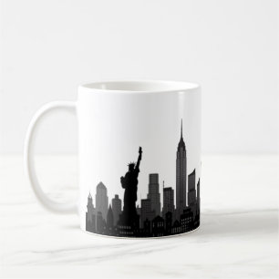 Caneca De Café Skyline Silhouette Black Elegant Script C em Nova