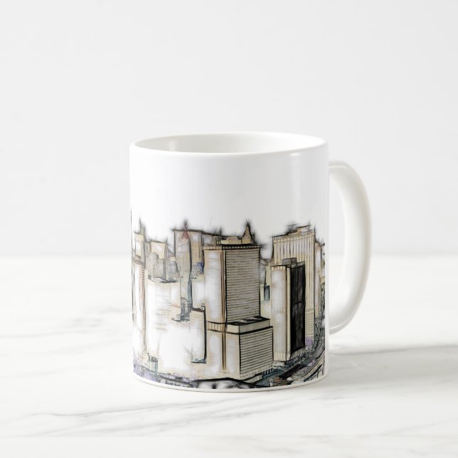 Caneca De Café Skyline urbana de New York (Frente Esquerda)