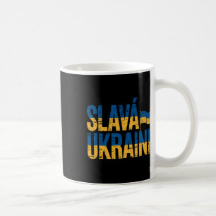 Caneca De Café Slava Ukraini Cores da Bandeira da Ucrânia Distres