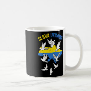 Caneca De Café Slava Ukraini Mapa Bandeira Da Ucrânia Pombas Da P