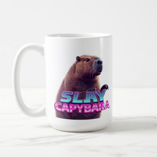 Caneca De Café Slay Capybara Funny Animal Meme Gift (Esquerda)
