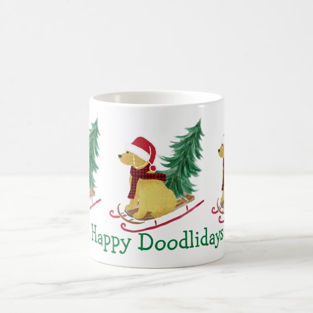 Caneca De Café Sled de Natal Personalizado de Goldendoodle (Centro)