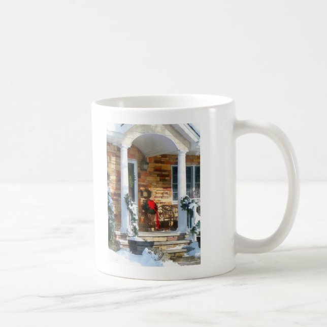 Caneca De Café Sled Natal em Porch (Direita)