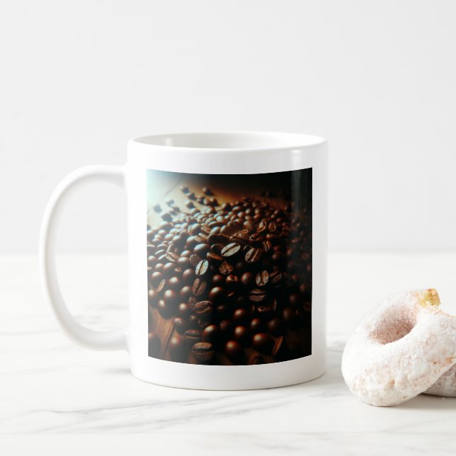 Caneca De Café "Sleek Coffee Beans Mug - Presente perfeito para c (Com Donut)