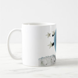 Caneca De Café 🌙 Sleeping Baby on Moon Mug – Stars & Cloud Cute