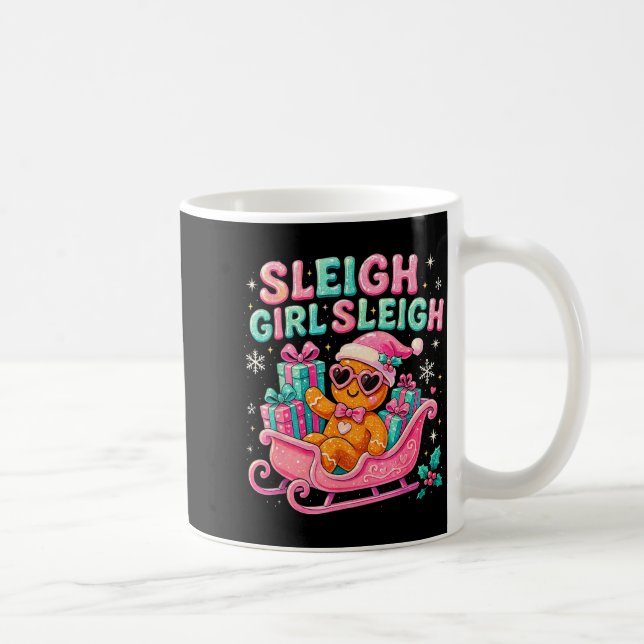 Caneca De Café Sleigh Girl Cute Gingerbread Christmas Art  (Direita)