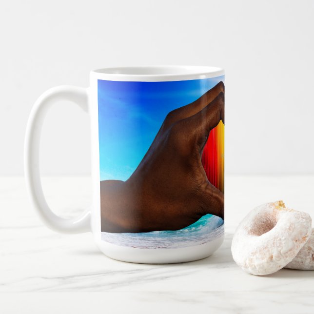 Caneca De Café SlipperyJoe gradiente de arco-íris vibrante coraçã (Com Donut)
