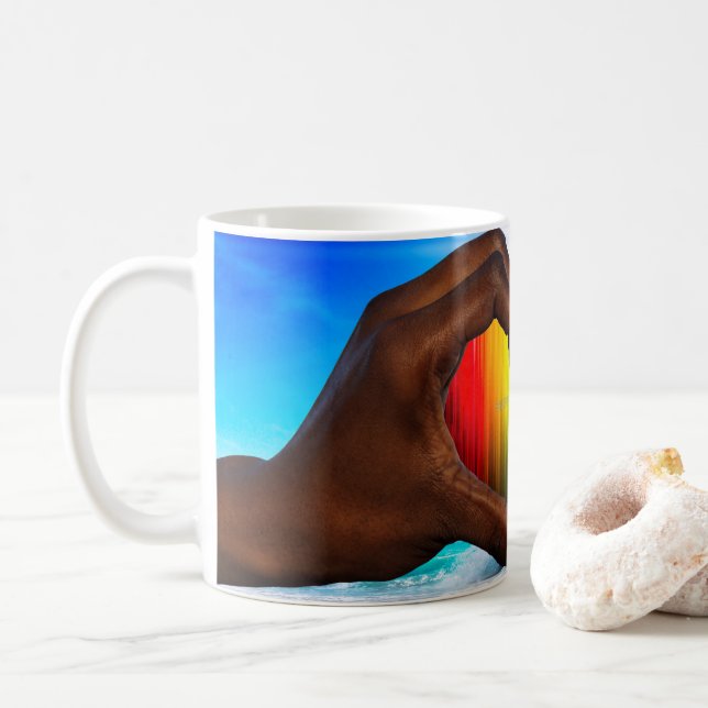 Caneca De Café SlipperyJoe gradiente de arco-íris vibrante coraçã (Com Donut)