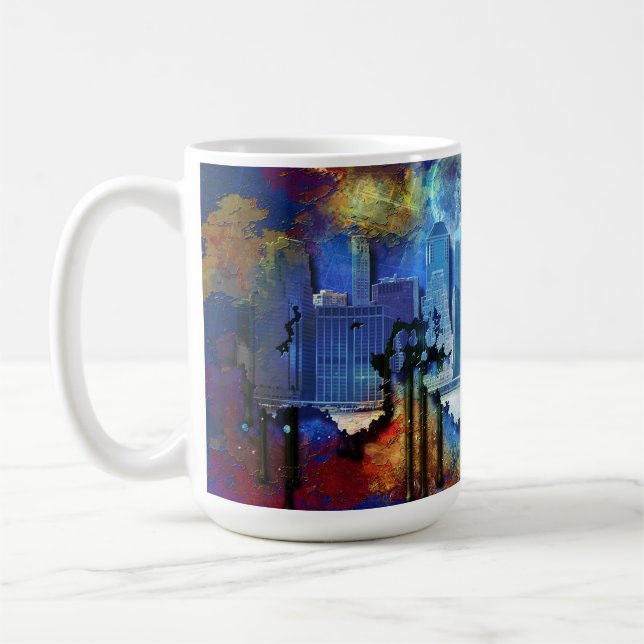 Caneca De Café SlipperyJoe NYC grafite lua cercada por redemoinho (Esquerda)