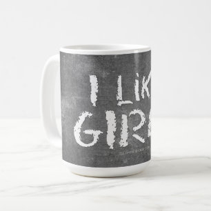 Caneca De Café SlipperyJoe's Eu Gosto de Meninas quadro-negro suj