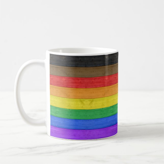 Caneca De Café SlipperyJoe's Inclusive orgulho gay flag texturizo (Esquerda)