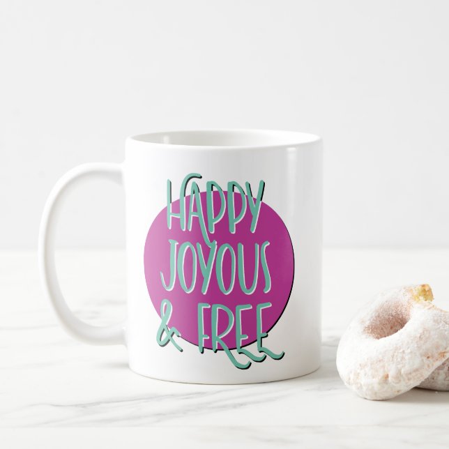 Caneca De Café Slogan de recuperação feliz e gratuita (Com Donut)