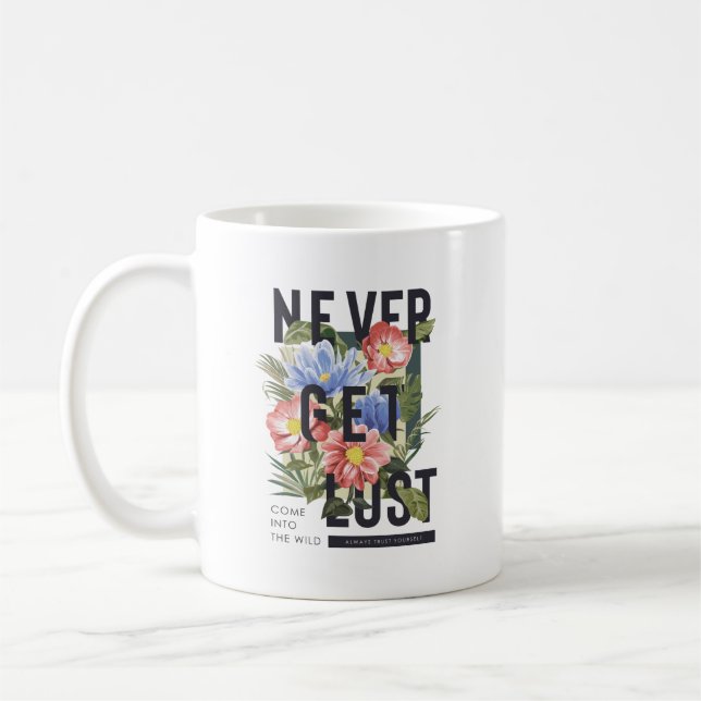 Caneca De Café Slogan Floral Nunca Perdido (Esquerda)