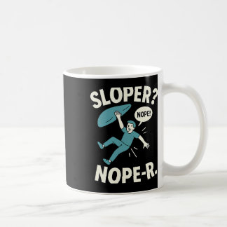 Caneca De Café Sloper Nope-r. Rock Climbing Humor White Teal 