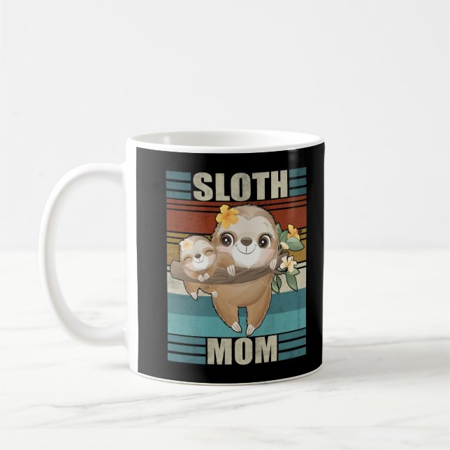 Caneca De Café Sloth Mãe Flores Dia das Mães Amor Lama (Esquerda)