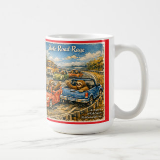 Caneca De Café Sloth Road Rage – Rockwell‑Inspired Watercolor Car