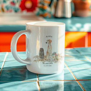 Caneca De Café Sloughi Aquarela Cachorro Monograma