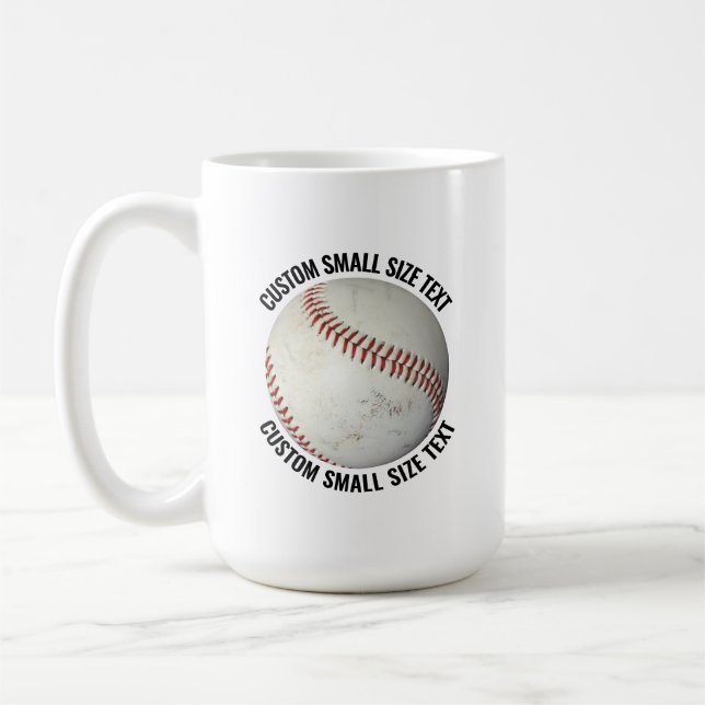 Caneca De Café Small Personalized Text Baseball 15 oz. Custom (Esquerda)