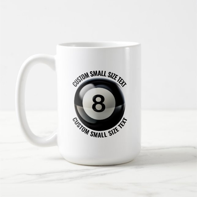 Caneca De Café Small Personalized Text Pool 8 Ball 15 oz. Custom (Esquerda)