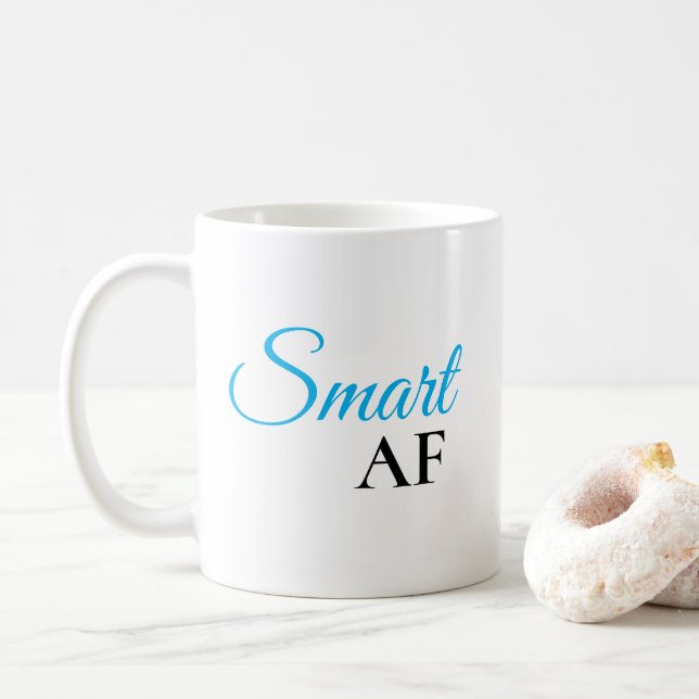 Caneca de café Smart AF Blue Expression Statement (Com Donut)