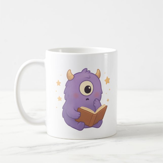 Caneca De Café Smart Reading Monster Kids Mug — Purple Study (Esquerda)
