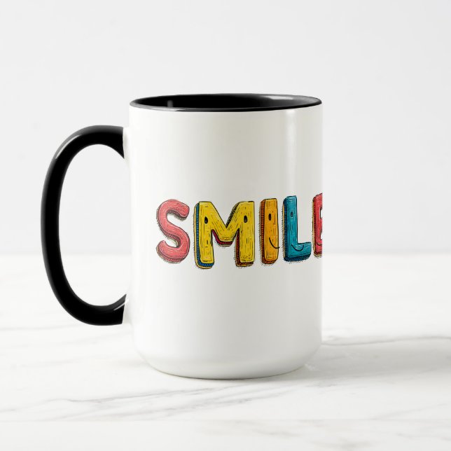 Caneca de Café "SMILE" Bicolor Colorida (Esquerda)