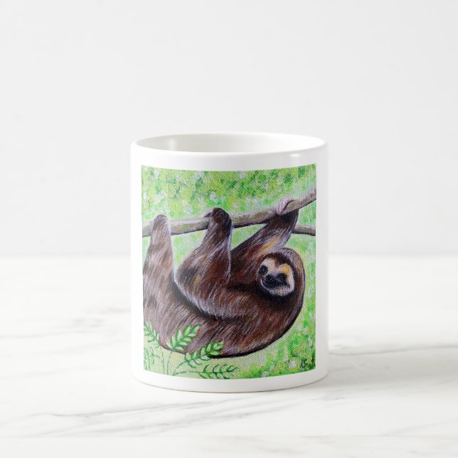 Caneca De Café Smiley Sloth Painting (Centro)