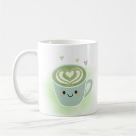 Caneca De Café Smiling Matcha Latte Heart Mug