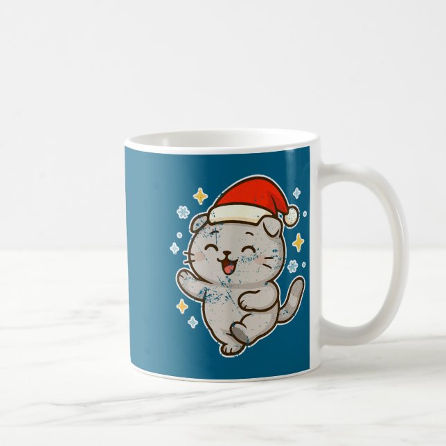 Caneca De Café Smiling Santa Cat Holiday Cheer  (Direita)