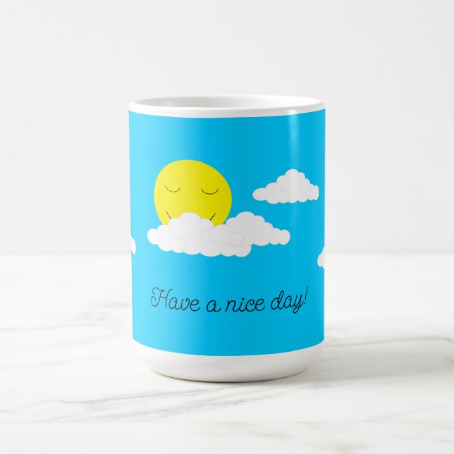 Caneca De Café Smiling Sun with Clouds: Turquoise (Centro)