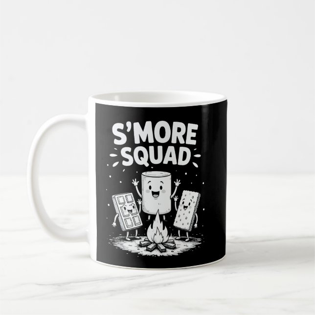 Caneca De Café S'mores Squad Camping Campfire Cute Marshmallow (Esquerda)