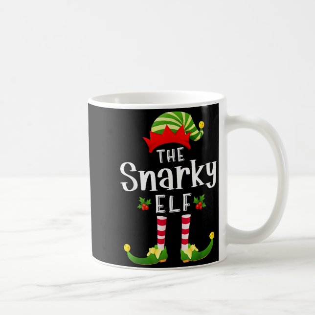 Caneca De Café Snarky Christmas Elf Matching Pajama X-mas Party  (Direita)