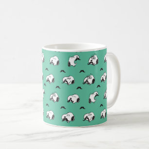 Caneca De Café Snoopy Mustaches & Teal Patterno