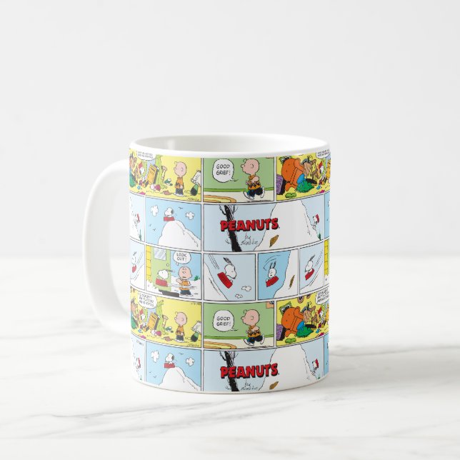 Caneca De Café Snoopy Sled Riding Comida Dish (Frente Esquerda)