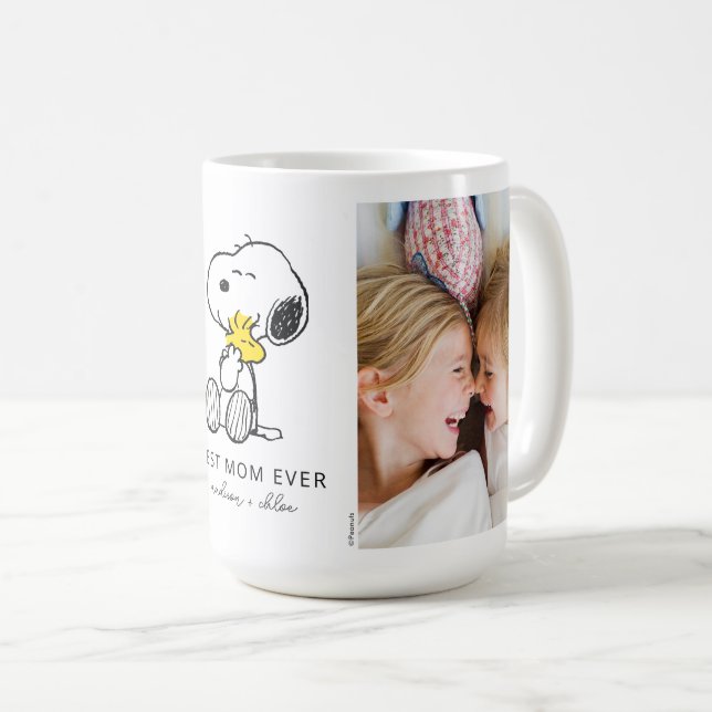 Caneca De Café Snoopy & Woodstock | Melhor Mãe de Todos - Foto (Frente Esquerda)